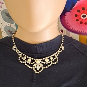 Sparkling Silver Diamond Crystal Choker Necklace